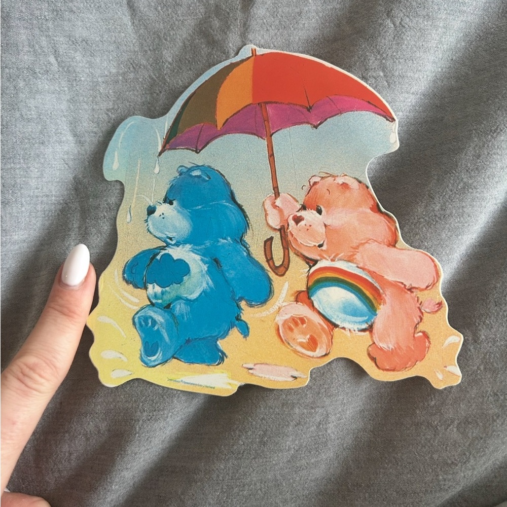 Colorful Bear Sticker with Umbrella Care Bears vintage